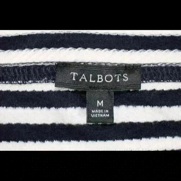 TALBOTS STRIPED SAILOR NECK LINE 3/4 SLEEVE STRIPED TOP SIZE M - Picture 6 of 7